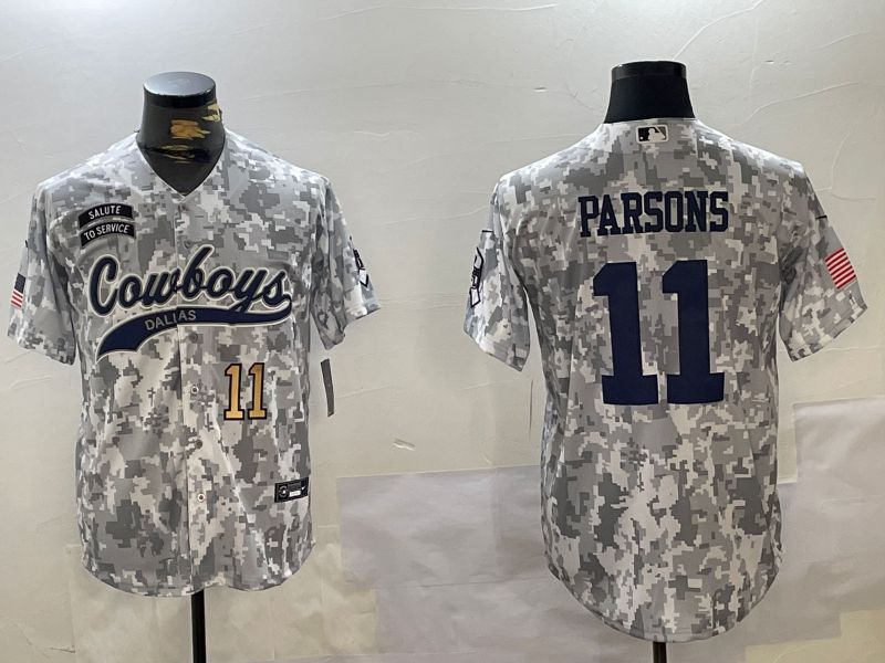 Men Dallas Cowboys #11 Parsons Nike Arctic Camo 2024 Salute to Service Limited NFL Jersey style 2